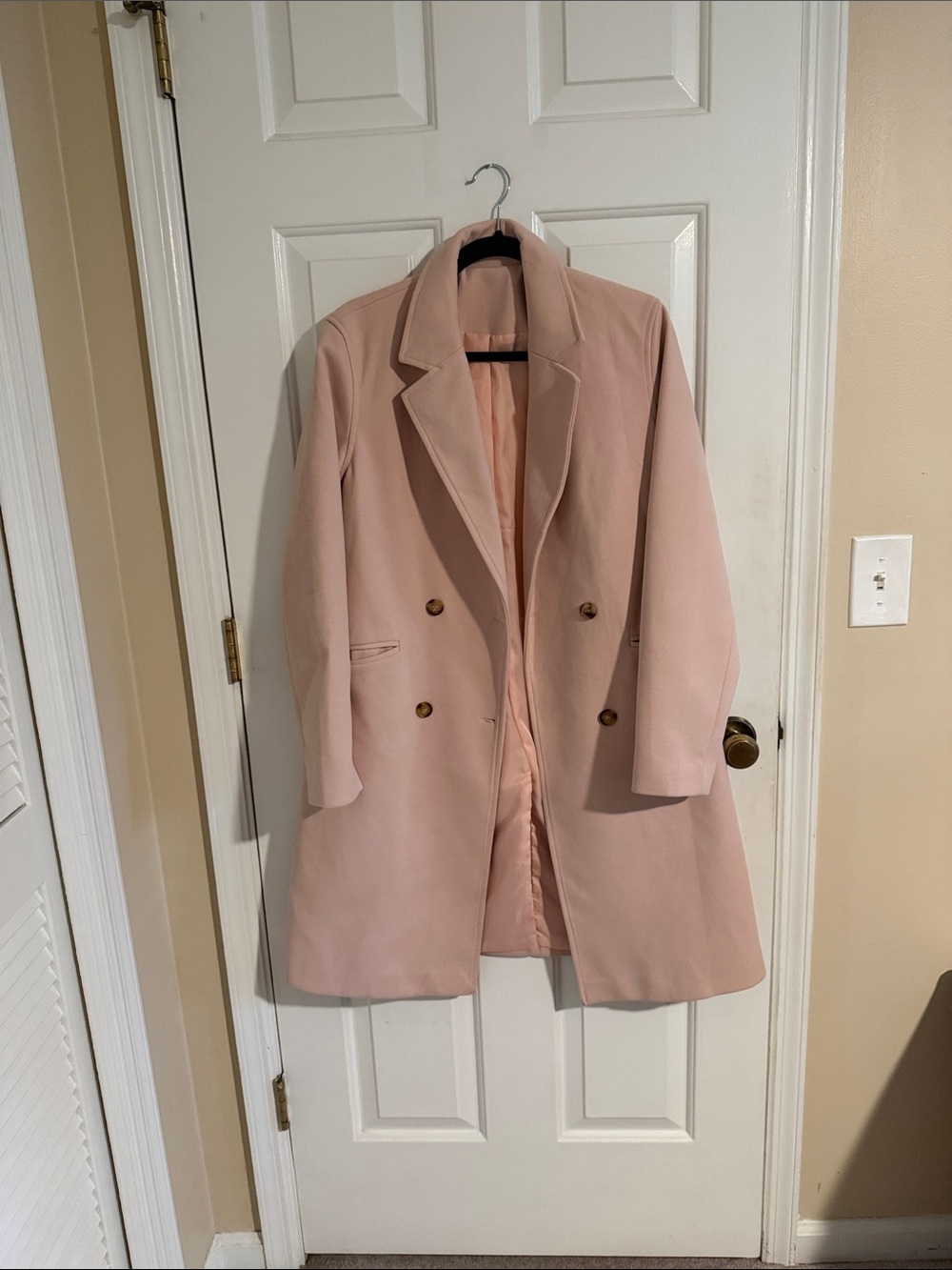 Tailored Double-Breasted Trench Coat - Dusty Pink